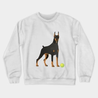 Doberman Dog with a Green Ball Crewneck Sweatshirt